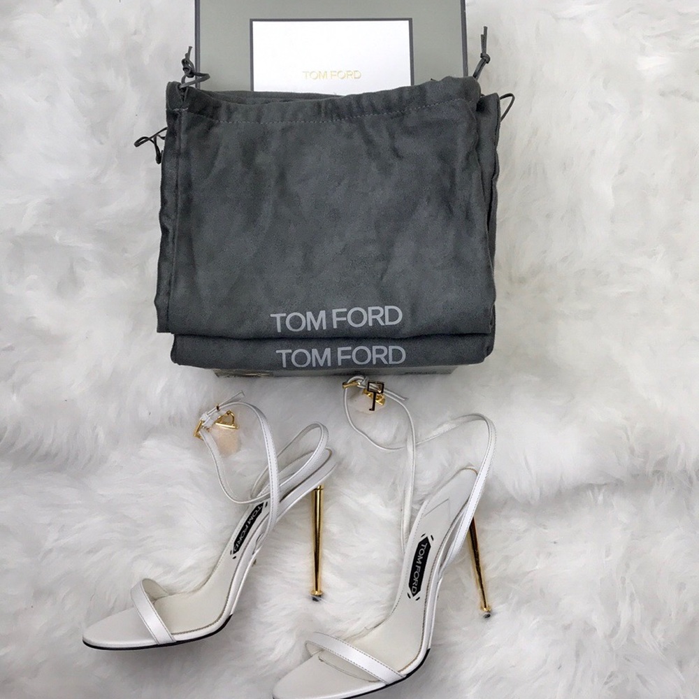 Tom Ford White Strappy PadLock Sandal - Picture 3 of 7